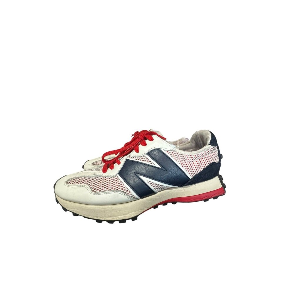 New Balance 327 White Blue Red Men's Low Top Leather Textile Sneakers Sz 12 - Picture 2 of 9
